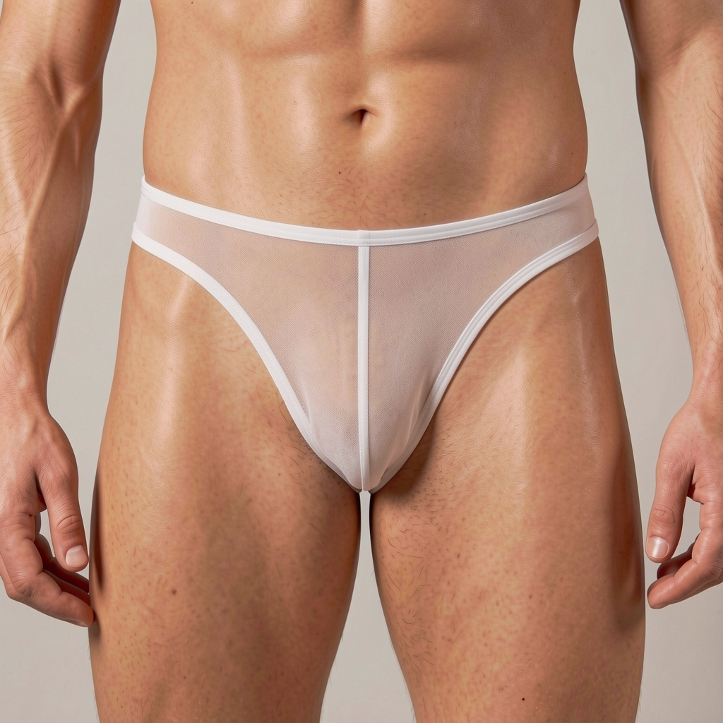 Men's Ultra-Sheer White Mesh Brief