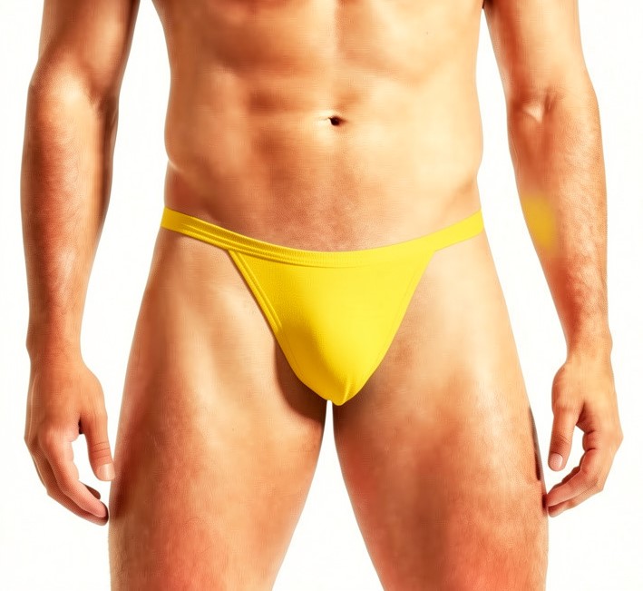 Vibrant Men's Yellow Thong - Image 2