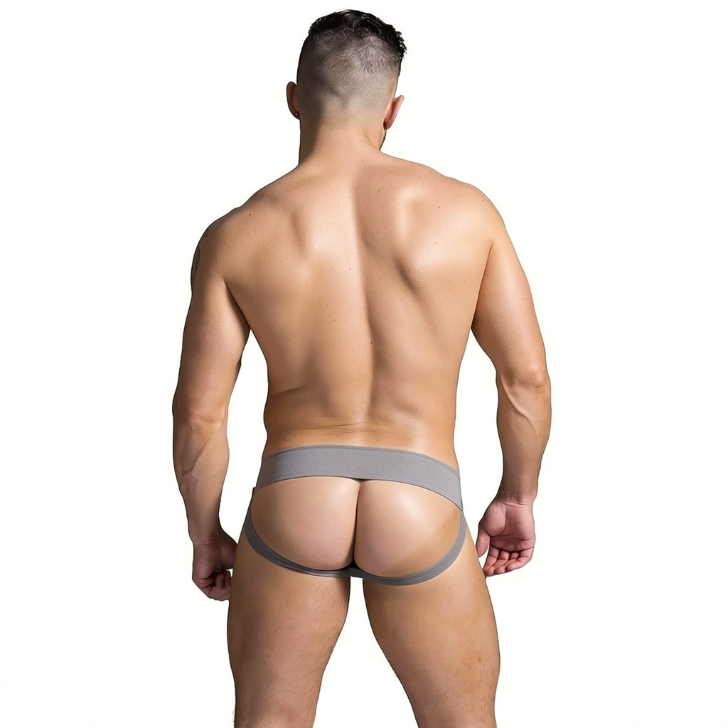 Man wearing Last Bencher black athletic underwear back view